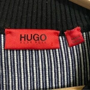 Hugo‎ Boss Sawery bodycon ribbed dress stripe knit XS black & white